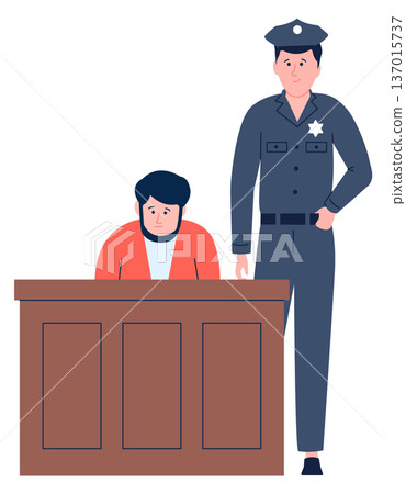 Accused man in court. Justice trial. Law prosecution 137015737