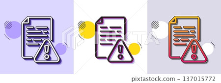 Instruction manual line icon. Halftone dotted pattern. Gradient icon with grain shadow. Warning file sign. Caution alert symbol. Line instruction manual icon. Various designs. Vector Instruction manual line icon. Halftone dotted pattern. Gradient icon with grain shadow. Warning file sign. Caution alert symbol. Line instruction manual icon. Various designs. Vector 137015772