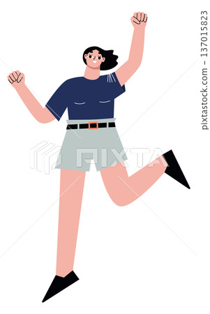 Happy smiling woman. Joyful person celebration activity 137015823
