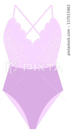 Lace swimsuit. Retro female fashion summer wear 137015862