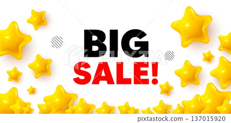 Big sale winner banner with 3d stars. Golden stars banner. Big Sale tag. Special offer price sign. Advertising Discounts symbol. Review rate background. Vector Big sale winner banner with 3d stars. Golden stars banner. Big Sale tag. Special offer price sign. Advertising Discounts symbol. Review rate background. Vector 137015920