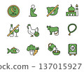 Simple Halal icon set for restaurants 137015927