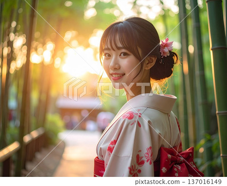 Beautiful girl in kimono 137016149