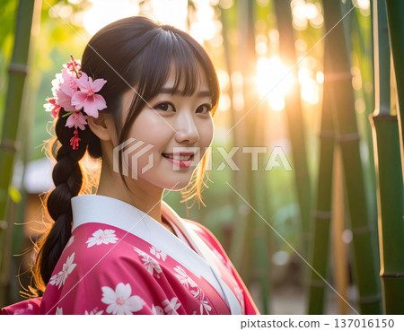 Beautiful girl in kimono 137016150