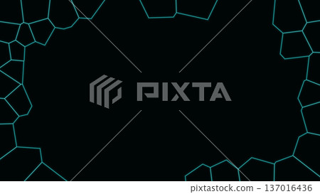 Glowing Cyan Geometric Pattern with Copy Space 137016436