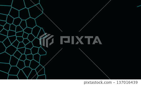Cyan Polygonal Mesh on Black with Copy Space Cyan Polygonal Mesh on Black with Copy Space 137016439