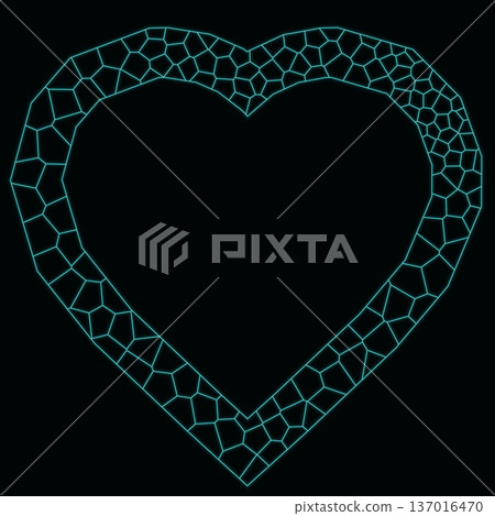 Glowing Geometric Heart Mosaic Illustration 137016470