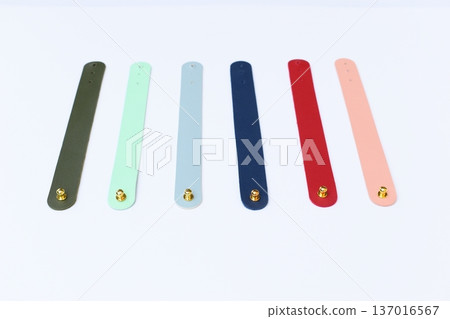 pastel colorful leather strap isolated on white background pastel colorful leather strap isolated on white background 137016567