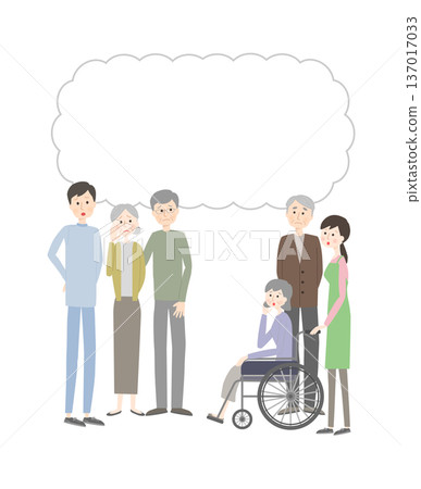 Anxious people in a nursing home with speech bubbles 137017033