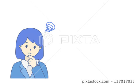 一位神情憂慮的職業女性，上半身 137017035