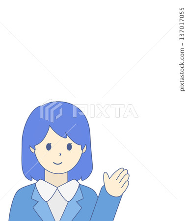 Smiling businesswoman guiding upper body Smiling businesswoman guiding upper body 137017055