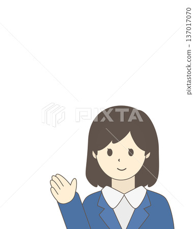 Smiling businesswoman guiding upper body 137017070