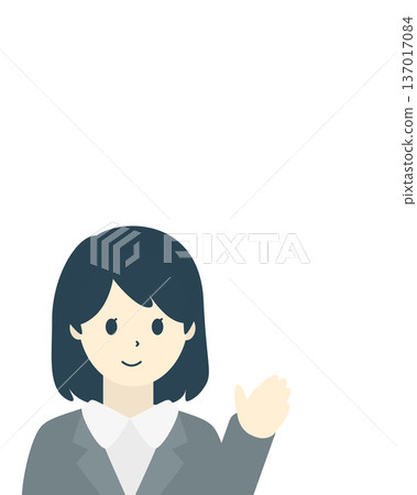 Smiling businesswoman guiding upper body Smiling businesswoman guiding upper body 137017084