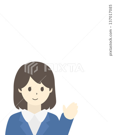 微笑著的女商人引導上半身 微笑著的女商人引導上半身 137017085
