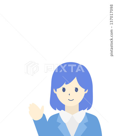 Smiling businesswoman guiding upper body Smiling businesswoman guiding upper body 137017098