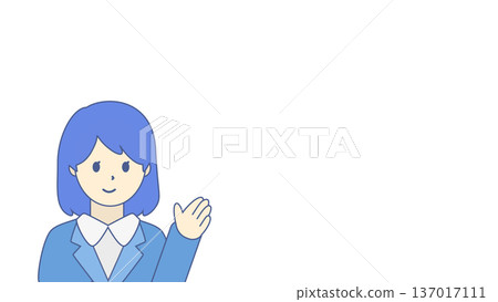 Smiling businesswoman guiding upper body Smiling businesswoman guiding upper body 137017111