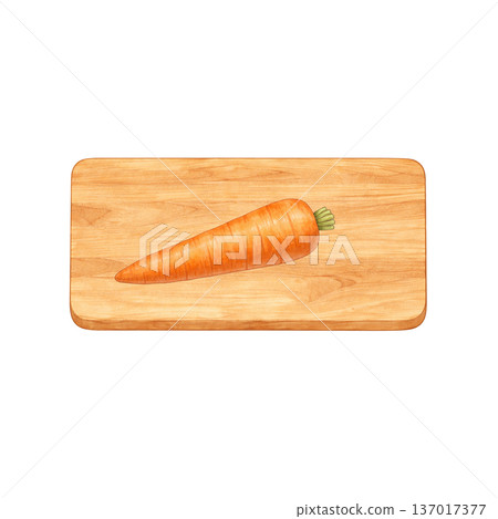 胡蘿蔔和木製砧板水彩簡約橫向構圖剪紙PNG 137017377