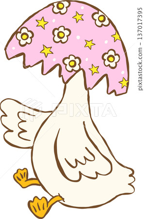 Cute Easter Silly Goose Wearing Easter Eggshell Hat Cartoon Hand Drawn Cute Easter Silly Goose Wearing Easter Eggshell Hat Cartoon Hand Drawn 137017395
