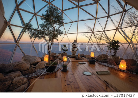 Relaxing Dome Retreat with Zen Garden Elements 137017427