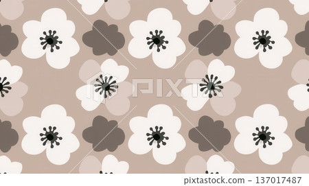 Seamless Floral Pattern in Neutral Tones for Design Seamless Floral Pattern in Neutral Tones for Design 137017487