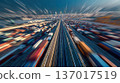 Shipping Containers on Highway with Motion Blur Effect 137017519