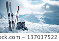 Ski Equipment in Snowy Mountains Winter Sports Image 137017522