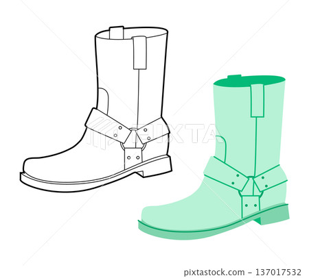 Mint harness western boot women color plus line set. Strap detail ankle boot for lookbook spread and branding project. Mint harness western boot women color plus line set. Strap detail ankle boot for lookbook spread and branding project. 137017532