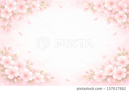盛開的櫻花構成了一幅方形的畫面。 137017882
