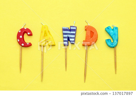 Candy word colorful candles Candy word colorful candles 137017897