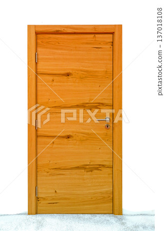 Closed  brown wooden door 137018108