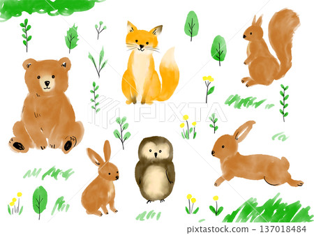 Cute forest animals illustration set Cute forest animals illustration set 137018484