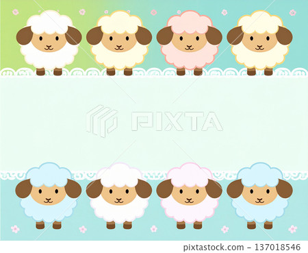 Cute sheep New Year's material, pastel colors, simple design 137018546