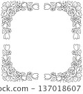 花蕾角框素材（單色線條畫） 137018607