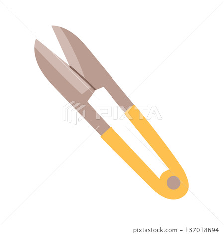 Flat vector garden hedge shears with yellow handles. Minimal gardening tool icon isolated on light background, perfect for landscaping, farming and spring garden design Flat vector garden hedge shears with yellow handles. Minimal gardening tool icon isolated on light background, perfect for landscaping, farming and spring garden design 137018694