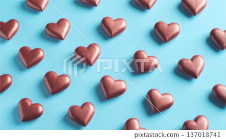 立體巧克力心形圖案。適用於情人節、婚禮、禮物、優雅背景素材。 立體巧克力心形圖案。適用於情人節、婚禮、禮物、優雅背景素材。 137018741