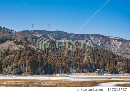 Rural scenery of Lake Biwa in early spring, Nagahara, Nagahama City, Shiga Prefecture Rural scenery of Lake Biwa in early spring, Nagahara, Nagahama City, Shiga Prefecture 137018787