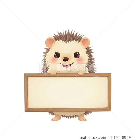 Cute illustration of animal characters holding message boards 137018909