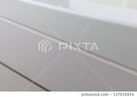 There is mold growing on the caulking in the bathtub of the unit bath. 137018934