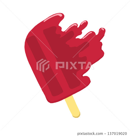 融化的紅色冰棒 137019020