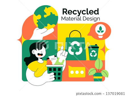 Eco Friendly Recycled Material Design Vector Illustration Featuring Circular Economy Concepts And Sustainability Icons in Flat Background Eco Friendly Recycled Material Design Vector Illustration Featuring Circular Economy Concepts And Sustainability Icons in Flat Background 137019081