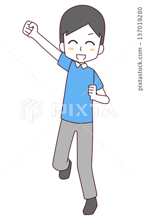 Illustration of a smiling man jumping Illustration of a smiling man jumping 137019280
