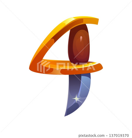 Pirate font or Caribbean corsairs typeface of cartoon number type, vector piracy typography. Marine dagger blade or dirk knife in shape of number Four 4 for pirate font or corsair weapon type Pirate font or Caribbean corsairs typeface of cartoon number type, vector piracy typography. Marine dagger blade or dirk knife in shape of number Four 4 for pirate font or corsair weapon type 137019370