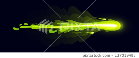 Cartoon green glowing game gun effect or magic power wave, wizard glow vfx light. Sorcerer magical attack, fantasy spell energy. Vector abstract smoke flow with neon sparkle, blast trail and glow Cartoon green glowing game gun effect or magic power wave, wizard glow vfx light. Sorcerer magical attack, fantasy spell energy. Vector abstract smoke flow with neon sparkle, blast trail and glow 137019495