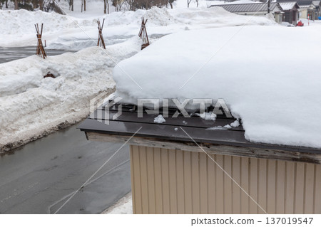 Snow-covered roof and snow guards Snow-covered roof and snow guards 137019547