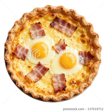 Quiche lorraine bacon egg cheese pastry crust breakfast savory baked Refined quiche lorraine bacon egg cheese pastry crust 137019712