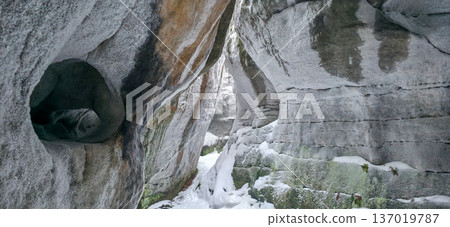 Rocks and rock formations on the Labyrinth Trail in Bledne Skaly in the Stolowe Mountains National Park. High quality photo Rocks and rock formations on the Labyrinth Trail in Bledne Skaly in the Stolowe Mountains National Park. High quality photo 137019787