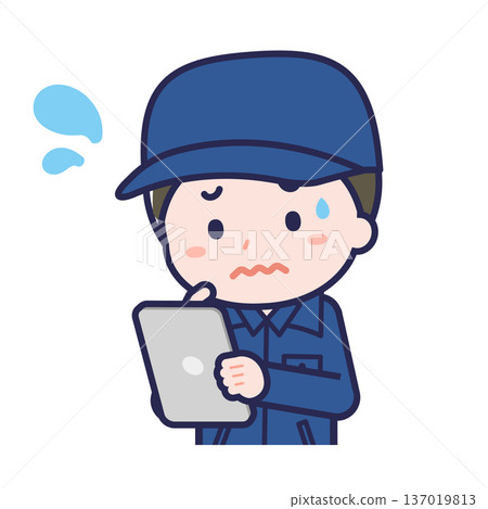 A male "firefighter" using a tablet A male "firefighter" using a tablet 137019813