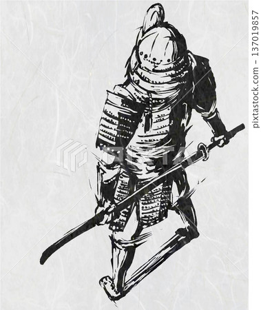 武士墨畫插圖 137019857