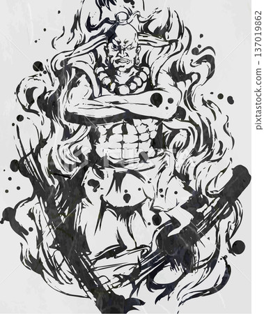 金剛力士水墨插圖 137019862