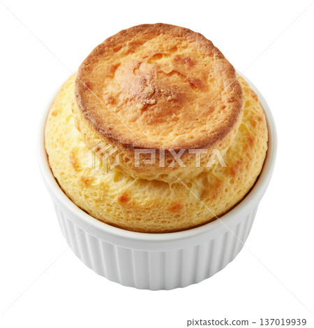 Cheese souffle ramekin baked golden crust airy texture delicious comfort food 137019939